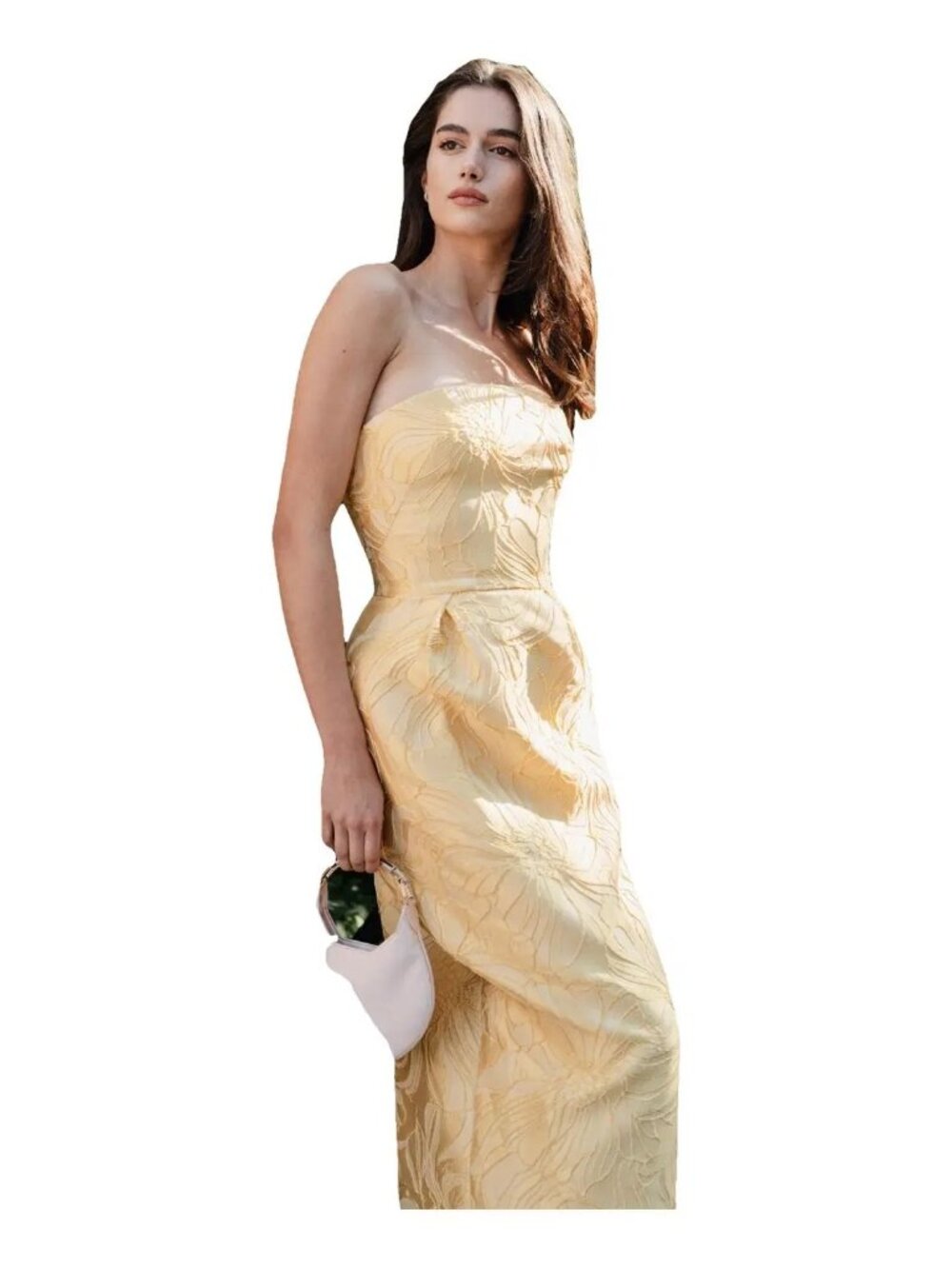 Monique Lhuillier Lemon Floral Jacquard Dress | Size 2 | Worn Once